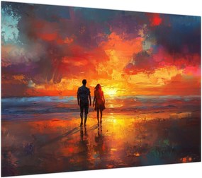 Obraz na szkle - Spacer po plaży (70x50 cm)