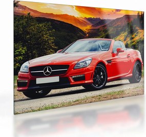Obraz na szkle - czerwony Mercedes (70x50 cm)