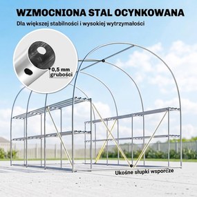 Outsunny Szklarnia foliowa 2,7 x 2 x 2 m z półkami, rolowanymi drzwiami, 6 oknami, wspornikami | Aosom PL