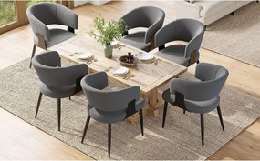 Zestaw 6 krzeseł do jadalni - 54 x 59 x 81,5 cm - krzesło do makijażu - Materiał + Metal - szary