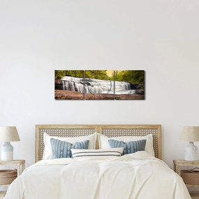 Obraz wodospadu (z zegarem) (90x30 cm)