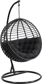 Wiszący fotel  z technorattanu – kolor czarny - BONTOC