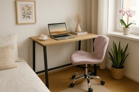 Zestaw do biura – składany stół ZARIMO 80×40 cm dąb sonoma + krzesło biurowe AVOLA VELVET różowe