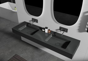 Podwójna umywalka ścienna BA8016 z odlewu mineralnego