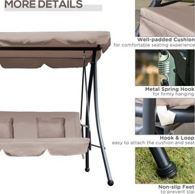 Outsunny Huśtawka z Funkcją Leżanki Brązowa 200x 125 x 170 cm