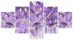 Obraz - Fioletowe liście w gipsie (125x70 cm)