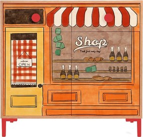 Komoda 2 drzwi 2 szuflady kolor dąb i wzór sklep