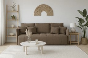 Jasnobrązowa sztruksowa sofa z funkcją spania M8-K90
