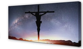 Duży obraz na płótnie Ukrzyżowany Jezus na Tle Nieba