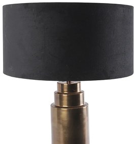 Lampa stołowa w stylu art deco z abażurem z aksamitu w kolorze brązu, czarna z elementami złota, 50 cm - Bruut ArtDeco Oswietlenie wewnetrzne