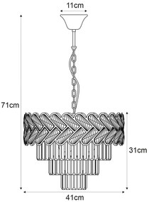 Srebrny okrągły żyrandol z kryształkami - S880-Zevi