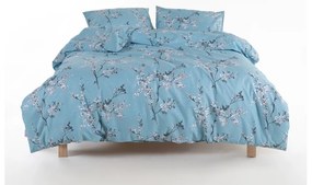 Niebieska pościel jednoosobowa z bawełny renforcé 140x200 cm Blue Floral – Mila Home Luxury