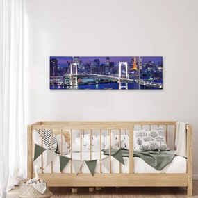 Obraz wielkiego miasta nocą (170x50 cm)