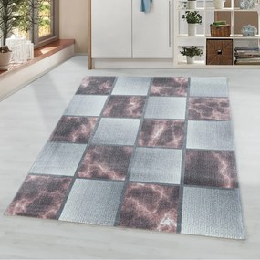 Dywan nowoczesny Ottawa kwadraty różowo-szare 80 cm x 250 cm