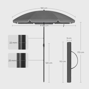 Parasol SOLARA, Ø160 cm, szara SongmicsHome