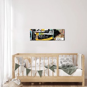 Obraz - Graffiti (z zegarem) (90x30 cm)