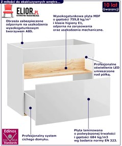 Szafka łazienkowa z umywalką Monako 3S 80 cm - Biały połysk