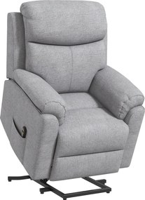 HOMCOM Elektryczny Fotel z Funkcją Podnoszenia, Relax z Funkcją Spania, Wygląd Lnu, 83 x 89 x 102 cm, Szary