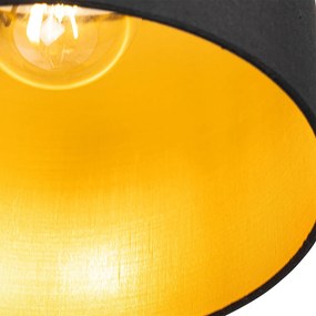 Lampa sufitowa czarna ze złotym wnętrzem 6 lampek - Multidrum Nowoczesny Oswietlenie wewnetrzne