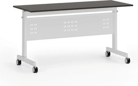 Mobilny stół PRIMO MOBI, 140x60 cm, biała podstawa, wenge