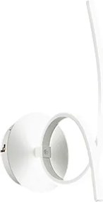 Nowoczesny kinkiet LED Tosca w kolorze satynowego białego aluminium, 15 W, 840 lm, ciepłe światło, 3000 K, dyfuzor opalowy, IP20, zakrzywiony kształt