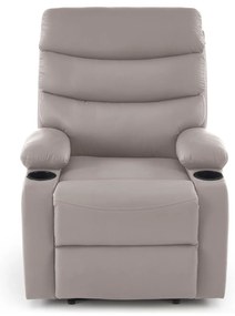 Fotel do salonu wypoczynkowy beżowy, rozkładany eco skóra PERUS