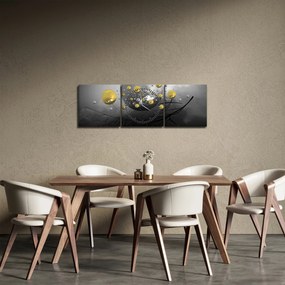 Obraz złotych abstrakcyjnych kul (z zegarem) (90x30 cm)