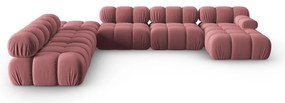 Różowa aksamitna sofa 379 cm Bellis – Micadoni Home