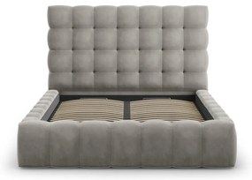 Jasnoszare tapicerowane łóżko dwuosobowe ze schowkiem i stelażem 160x200 cm Bali – Cosmopolitan Design