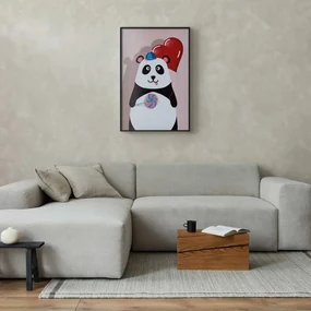 Plakat Panda z balonikiem 21x30 cm z ramą czarną bez marginesu ARTGEIST B