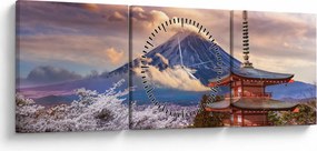Obraz - Góra Fuji (z zegarem) (90x30 cm)