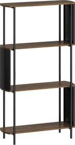 HOMCOM 4-poziomowy regał, stojący regał z zakrzywionym designem, industrialny regał książkowy, brązowy wygląd drewna | Aosom PL