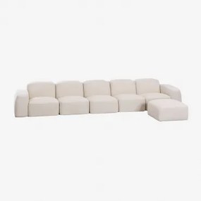 Bastian 5-częściowa Modułowa Sofa I Pufa Gruba Biała Szenila - Sklum