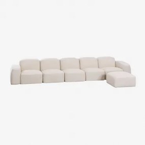 Bastian 5-częściowa Modułowa Sofa I Pufa Gruba Tkanina Szenilowa Biała - Sklum