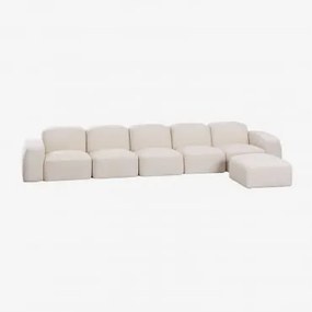Bastian 5-częściowa Modułowa Sofa I Pufa Szenila Gruba Biała - Sklum