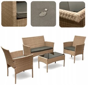 Zestaw mebli ogrodowych - sofa fotele i stolik Natal 010 naturalny