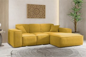 Narożnik w kształcie L SIENA, tkanina Poso, Żółty, Prawy