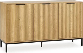 Bufet kuchenny Monica 3-drzwiowy w kolorze drewna.