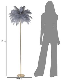 Lampa stojąca w szaro-złotym kolorze (wysokość 160 cm) Palm – Mauro Ferretti