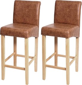 Stołek barowy MCW-C33 (zestaw 2 szt.),  imitacja zamszu, jasne nogi, tkanina/tekstylia