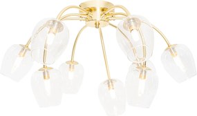 Klasyczna lampa sufitowa złota ze szkłem 9-świateł - Elien