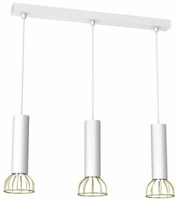 Lampa wisząca, potrójna, biała DANTE White/Gold 3x mini GU10