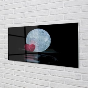 Szklany Panel Księżyc w Kształcie Serca