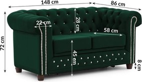 Zielona aksamitna rozkładana sofa 148 cm York Blik – Ropez