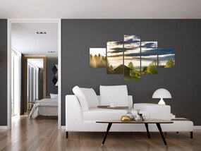 Obraz domku na łące (125x70 cm)