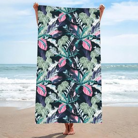 Ręcznik plażowy NIGHT BLOSSOM 100x180 cm czarny, 100% mikrofibra