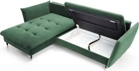 Narożnik GLAM Lewostronny z funkcją spania, zestaw z poduszkami wolnostojący tkanina RIVIERA 38 Zielony DOMO HOME