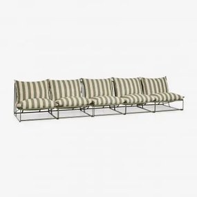 Modułowa Sofa Ogrodowa 5-częściowa Amaro Beż Tapioki - Głęboka Oliwkowa Zieleń - Sklum