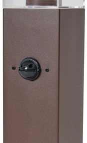 Zewnetrzna Lampa zewnętrzna rdzawobrązowa z przezroczystym szkłem 45 cm IP44 z gniazdem i czujnikiem ruchu - Malios Nowoczesny Oswietlenie zewnetrzne