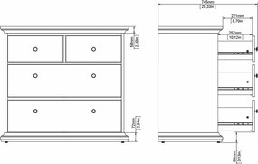 Komoda Paris 2+2 kolor szary